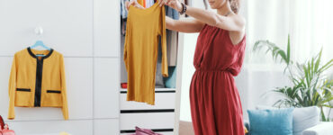 closet refresh - woman trying on clothes