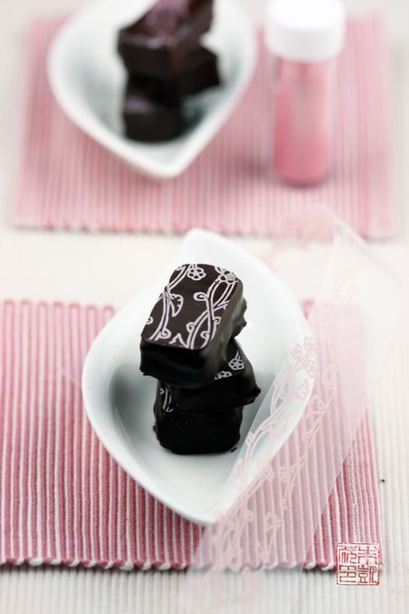 Handmade Chocolates decorated with Chocolate Transfer Sheets