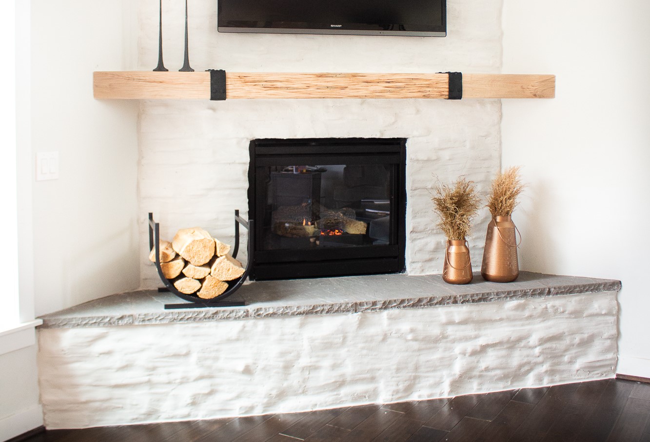This Amazing Fireplace Makeover Cost, Stone Wall Fireplace Makeover