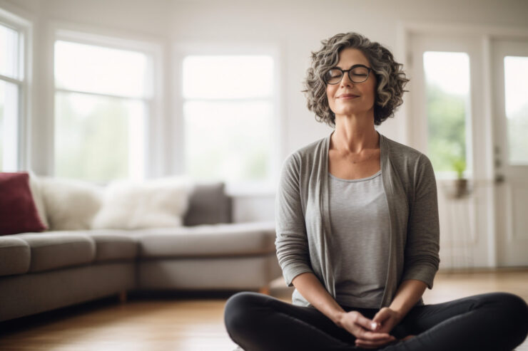 daily intentions - woman meditating
