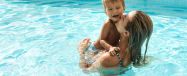 swimsuit - mom swimming with son