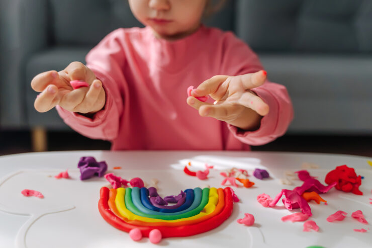 toddler toys - playing with play dough