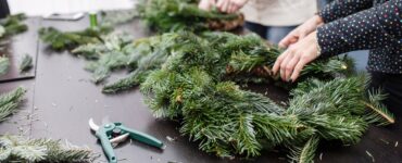 fresh green wreath making