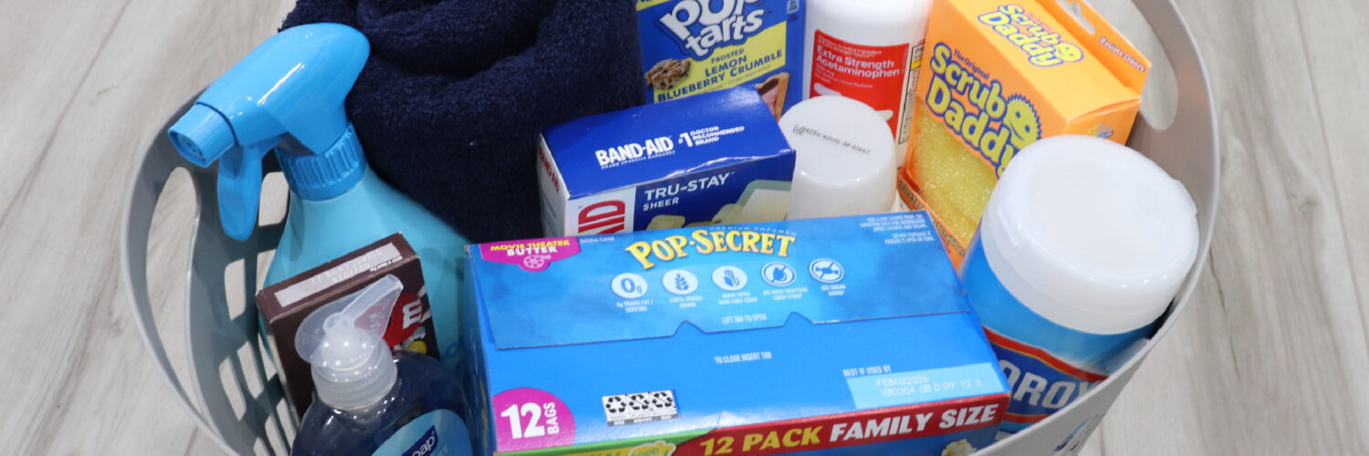 grad gift ideas - basket full of home items