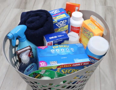 grad gift ideas - basket full of home items