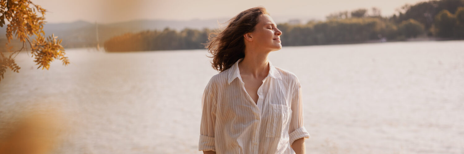 positive words - woman outside