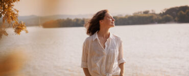 positive words - woman outside
