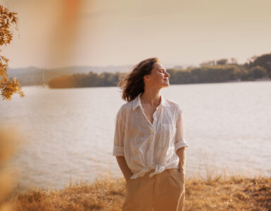 positive words - woman outside