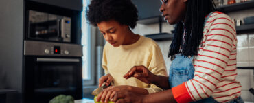 food lessons - mom and child preparing food