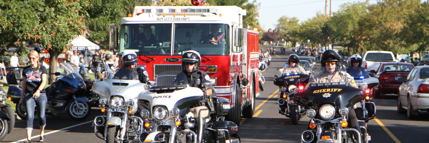 Fire truck and motorcycles