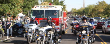 Fire truck and motorcycles