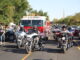 Fire truck and motorcycles