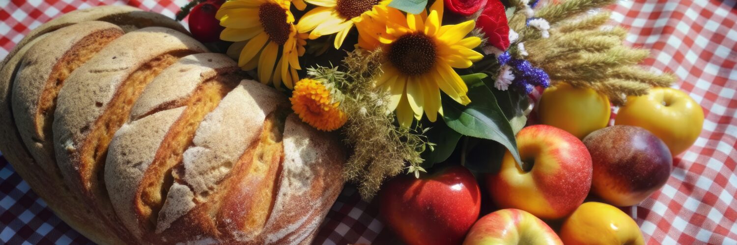 bread and apples picnic spread