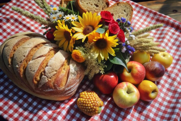 bread and apples picnic spread